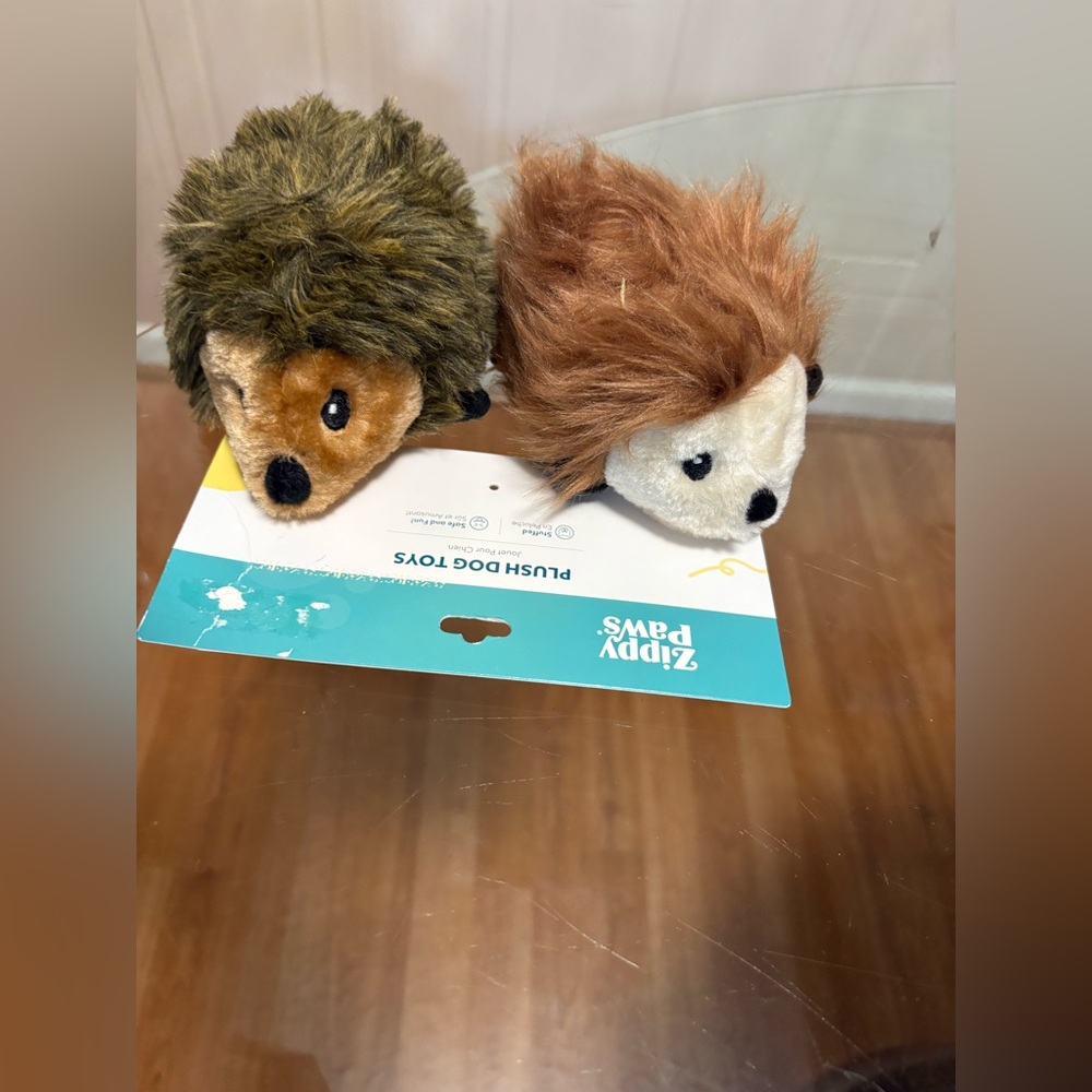 Zippy Paws Plush 2 Pack Hedgehog Porcupine Pet Dog Toy Squeaks 6" NEW